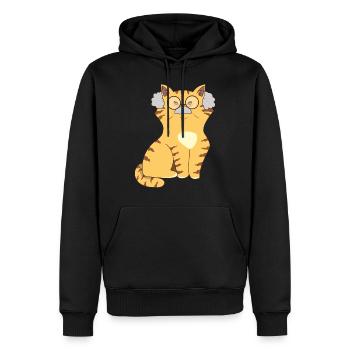 Chats Grand-père - Sweat à capuche Premium bio Homme - noir - Devant - Nico (187cm)
