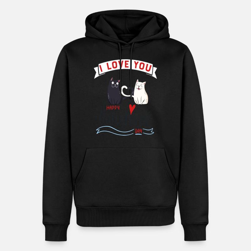 Le chat de la Saint Valentin - Sweat à capuche Premium bio Homme - noir