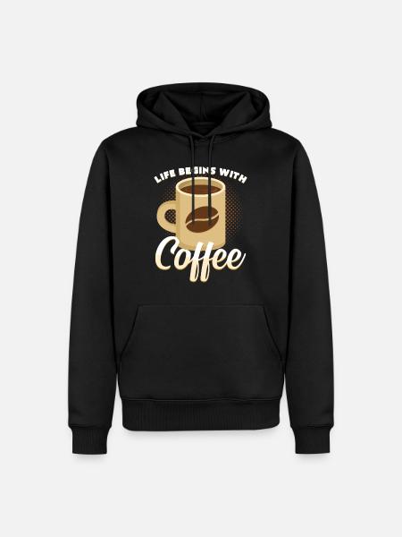 Kaffee - Männer Premium Bio Hoodie - Schwarz