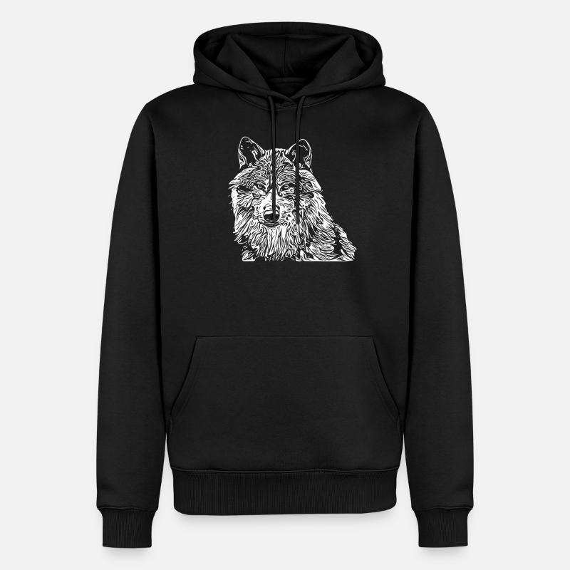 Wolf - Männer Premium Bio Hoodie - Schwarz
