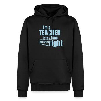 Lehrer - Männer Premium Bio Hoodie - Schwarz - Vorne - Nico (187cm)