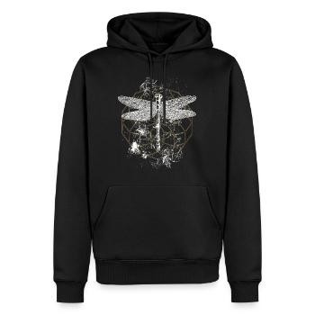 Libellule Ornement Or Blanc - Sweat à capuche Premium bio Homme - noir - Devant - Nico (187cm)