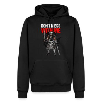 Dark Viking Warrior Geschenkidee - Männer Premium Bio Hoodie - Schwarz - Vorne - Nico (187cm)