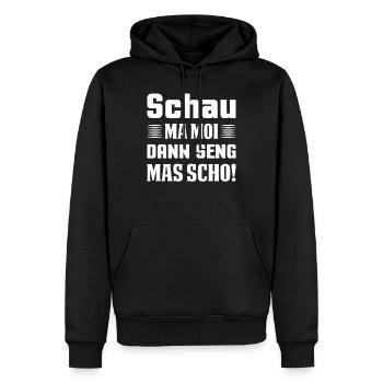 boarisch - Männer Premium Bio Hoodie - Schwarz - Vorne - Nico (187cm)