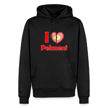 J'aime Pelmeni - Sweat à capuche Premium bio Homme - noir - Devant - Nico (187cm)