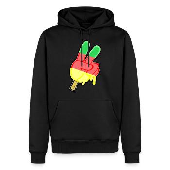 Peace Ice Cream - Eis im Peace Zeichen - Männer Premium Bio Hoodie - Schwarz - Vorne - Nico (187cm)