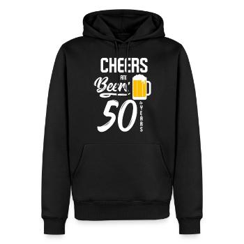Bière anniversaire - Sweat à capuche Premium bio Homme - noir - Devant - Nico (187cm)