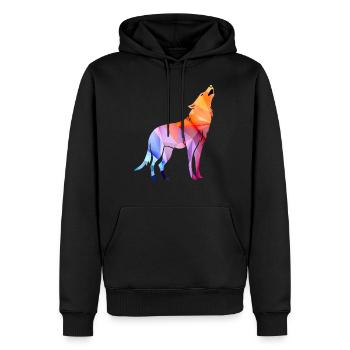 Heulender Polygon Wolf - Männer Premium Bio Hoodie - Schwarz - Vorne - Nico (187cm)