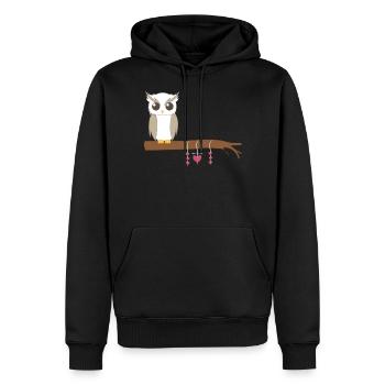 Eule - Uhu - Kauz - Eulen T-Shirt - Herzen - Männer Premium Bio Hoodie - Schwarz - Vorne - Nico (187cm)