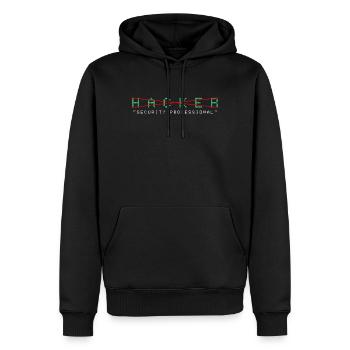 Hacker - Sweat à capuche Premium bio Homme - noir - Devant - Nico (187cm)