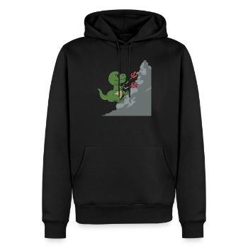 T-Rex Klettern Bouldern Kletterer Dinosaurier - Männer Premium Bio Hoodie - Schwarz - Vorne - Nico (187cm)