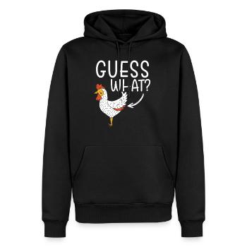Guess What Chicken Hühner Hahn Huhn Henne Geschenk - Männer Premium Bio Hoodie - Schwarz - Vorne - Nico (187cm)