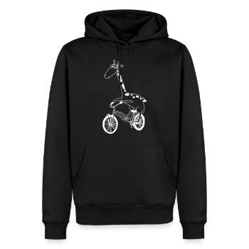 Girafe sur le vélo - Sweat à capuche Premium bio Homme - noir - Devant - Nico (187cm)