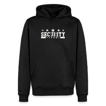 L’équipe de sécurité | Vêtements d’équipe Club Bar Cadeau - Sweat à capuche Premium bio Homme - noir - Devant - Nico (187cm)