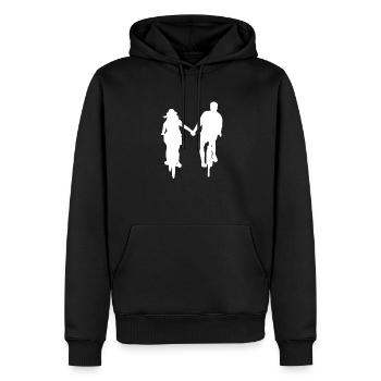 Vélo, tenue, couple, doux, valetines, jour, chemise - Sweat à capuche Premium bio Homme - noir - Devant - Nico (187cm)