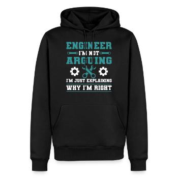 I´m engineer, not arguing - Shirt - Männer Premium Bio Hoodie - Schwarz - Vorne - Nico (187cm)