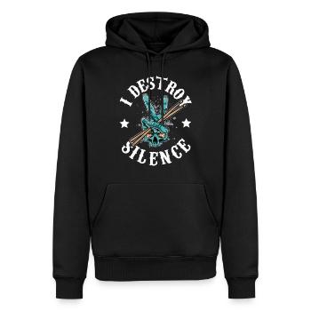 Drum Drummer I Destroy Silence Rock Schlagzeug - Männer Premium Bio Hoodie - Schwarz - Vorne - Nico (187cm)