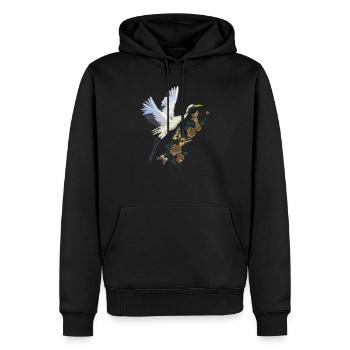 Vintage Japanese Embroidery crane - Men’s Premium Organic Hoodie - black - Front - Nico (187cm)