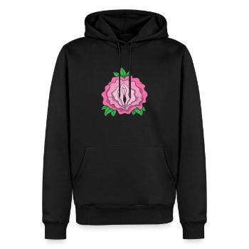 Rose chatte chemise vagin fleur plante vagin - Sweat à capuche Premium bio Homme - noir - Devant - Nico (187cm)