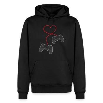 Gamer Gaming Controller Herz Valentinstaggeschenk - Männer Premium Bio Hoodie - Schwarz - Vorne - Nico (187cm)