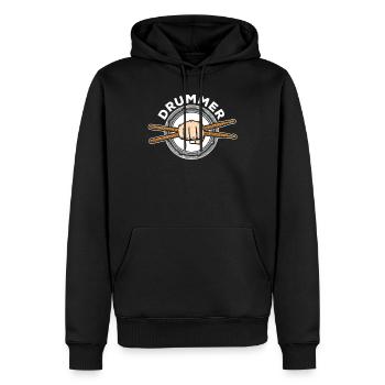 Schlagzeug Geschenk Schlagzeugspieler Percussion - Männer Premium Bio Hoodie - Schwarz - Vorne - Nico (187cm)