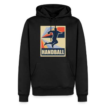 Handball ball sport retro cadeau - Sweat à capuche Premium bio Homme - noir - Devant - Nico (187cm)