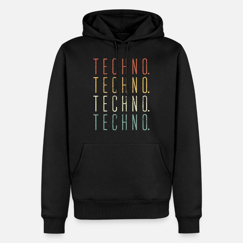 Techno - Sweat à capuche Premium bio Homme - noir
