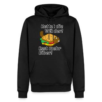 Rettet die Wälder! Esst mehr Biber! - Männer Premium Bio Hoodie - Schwarz - Vorne - Nico (187cm)