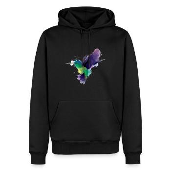 Cadeau aquarelle oiseau oiseau marin Colibri - Sweat à capuche Premium bio Homme - noir - Devant - Nico (187cm)