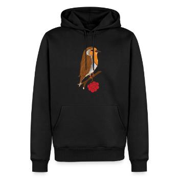 Rotkehlchen Baum Vögel Vogel Tier Geschenk - Männer Premium Bio Hoodie - Schwarz - Vorne - Nico (187cm)