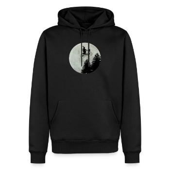 Vélo avec cadeau drôle Halloween de sorcière lune - Sweat à capuche Premium bio Homme - noir - Devant - Nico (187cm)