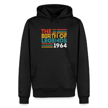 55ème anniversaire - 1964 Vintage Classic Gift - Sweat à capuche Premium bio Homme - noir - Devant - Nico (187cm)