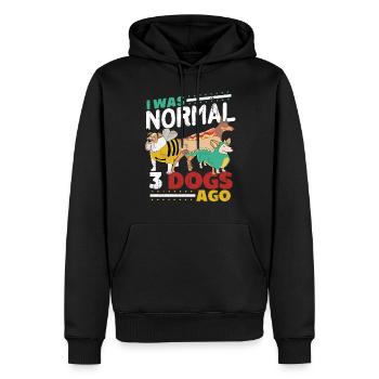 J'étais normal il y a 3 chiens - Sweat à capuche Premium bio Homme - noir - Devant - Nico (187cm)