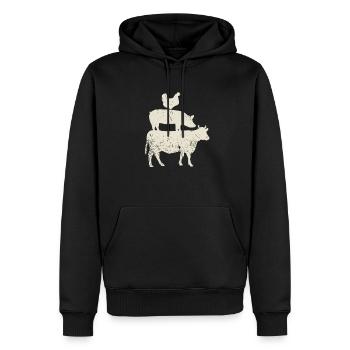 Animaux de la ferme empilés. Amant de viande de coq cochon vache - Sweat à capuche Premium bio Homme - noir - Devant - Nico (187cm)
