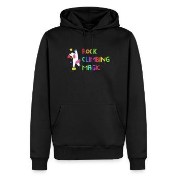 Kletterzauber-Einhorn - Männer Premium Bio Hoodie - Schwarz - Vorne - Nico (187cm)