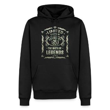 Février 1959 Anniversaire né en 1959 - Sweat à capuche Premium bio Homme - noir - Devant - Nico (187cm)