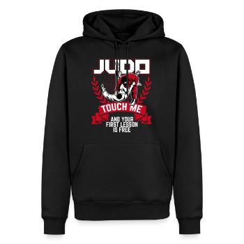 judo lustiger Spruch - Männer Premium Bio Hoodie - Schwarz - Vorne - Nico (187cm)