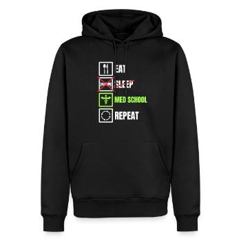 Cadeau étudiant en médecine - Sweat à capuche Premium bio Homme - noir - Devant - Nico (187cm)