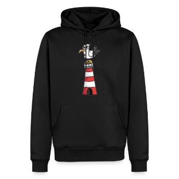 Möwe Taube Leuchtturm Nordsee Ostsee Comic Cartoon - Männer Premium Bio Hoodie - Schwarz - Vorne - Nico (187cm)