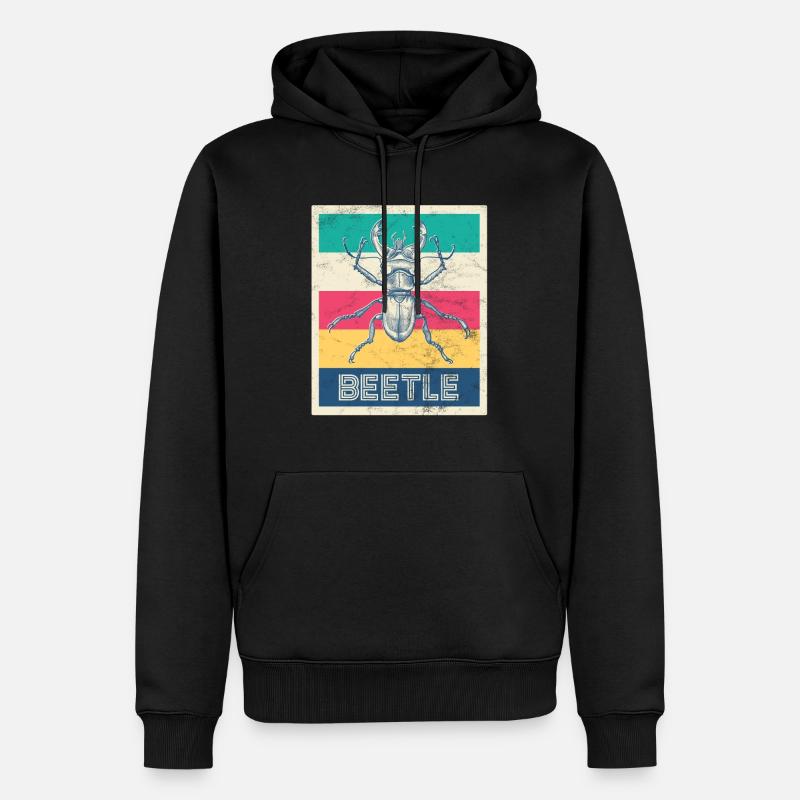 Retro Hirschkäfer "Beetle" - Männer Premium Bio Hoodie - Schwarz