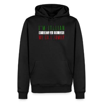 FAMILLE MAFIA ITALIENNE - Sweat à capuche Premium bio Homme - noir - Devant - Nico (187cm)