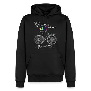 Veux rouler avec moi - Journée du vélo - Sweat à capuche Premium bio Homme - noir - Devant - Nico (187cm)