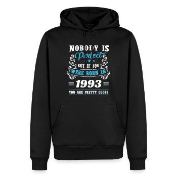 Né en 1993 assez proche de la perfection - Sweat à capuche Premium bio Homme - noir - Devant - Nico (187cm)