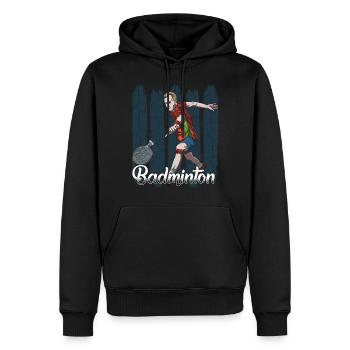 Badminton - Sweat à capuche Premium bio Homme - noir - Devant - Nico (187cm)