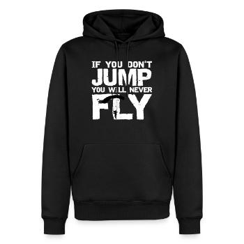 If you don t jump you will never fly - Männer Premium Bio Hoodie - Schwarz - Vorne - Nico (187cm)
