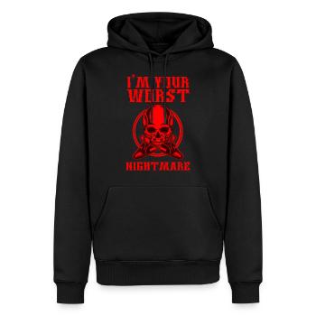 I'm Your Worst Nightmare Kettensäge Geschenkidee - Männer Premium Bio Hoodie - Schwarz - Vorne - Nico (187cm)