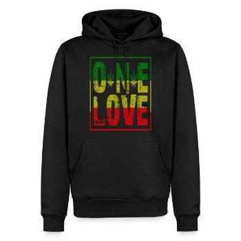 Rasta un amour - Sweat à capuche Premium bio Homme - noir - Devant - Nico (187cm)