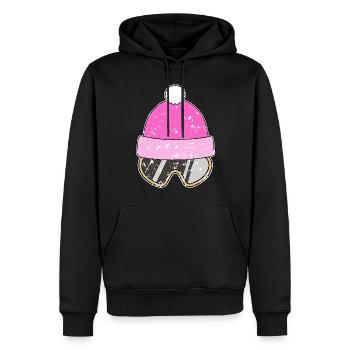 Skifahrerin - Snowboarderin - Mütze mit Brille - Männer Premium Bio Hoodie - Schwarz - Vorne - Nico (187cm)