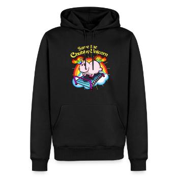 Licorne fitness régime gras arc-en-ciel coloré cadeau - Sweat à capuche Premium bio Homme - noir - Devant - Nico (187cm)