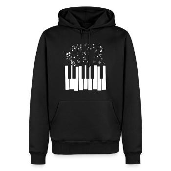 Piano Partitions Musique Classique Cadeau Musicien - Sweat à capuche Premium bio Homme - noir - Devant - Nico (187cm)